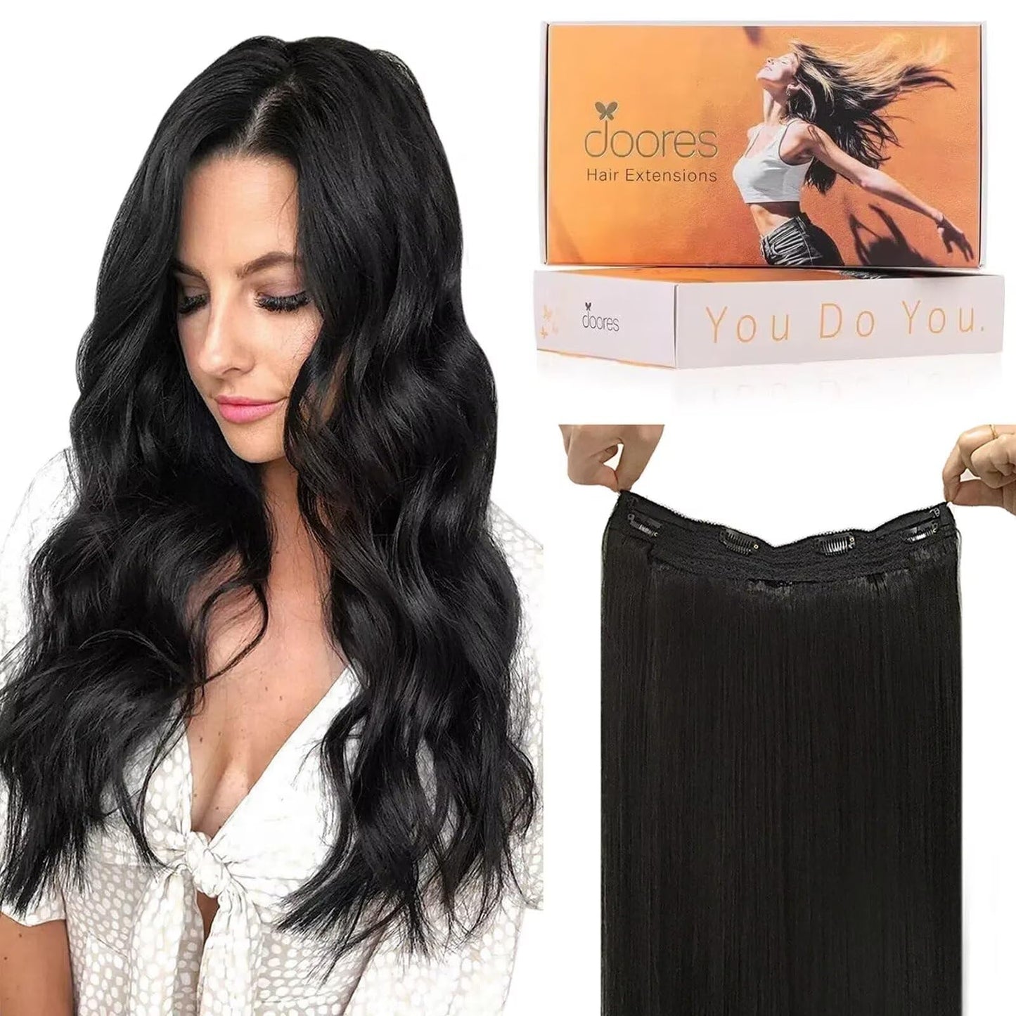 Doores Wire Hair Extensions 14 Inch 75 G Remy Human Wire Hair Extensions Invisible Transparent Line Adjustable Hairpieces Secret