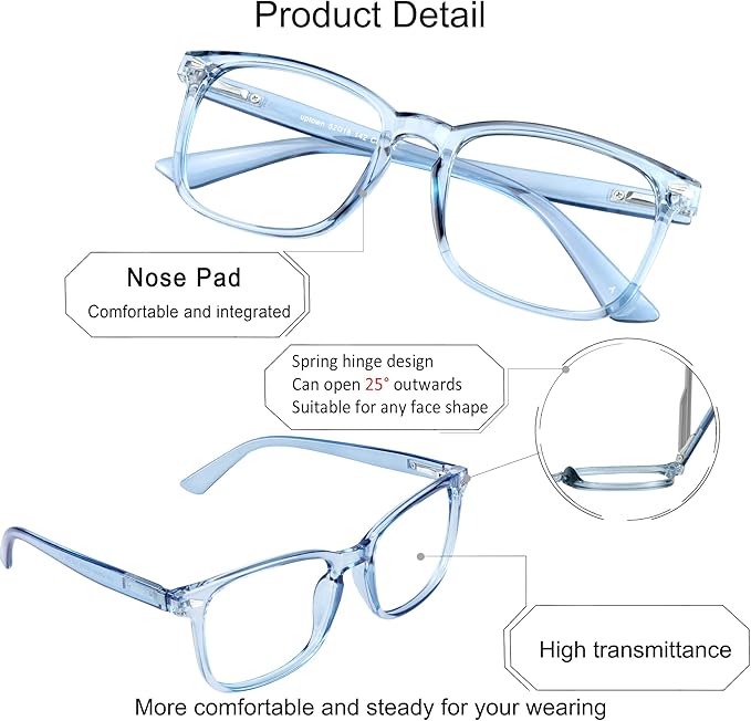 YEIN Bifocal Reading Glasses with Blue Light Blocking Lenses, Bifocal Reader for Women and Men, Vintage Square frame with Spring Hinge (+0.00/+1.25 magnification)