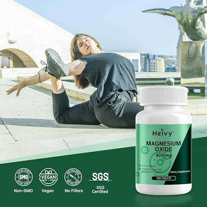 Magnesium Oxide 400mg – 120 Tablets Magnesium Supplement - Support Muscle Recovery & Relaxation