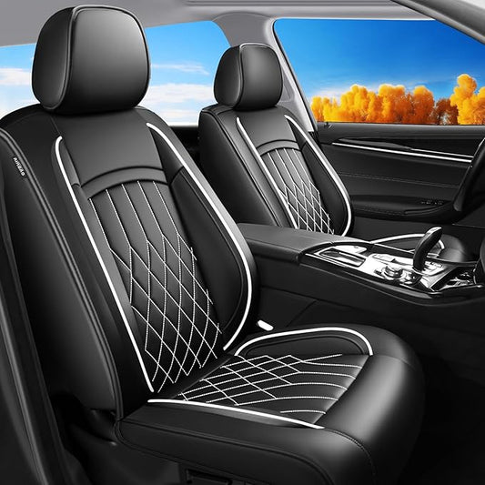 Fit Ioniq Car Seat Covers for Hyundai Ioniq 2017-2026 - Premium Leather, Waterproof, All-Weather, Airbag Compatible, Breathable, Easy Install,Only 2 Front seat Covers,Whiteline