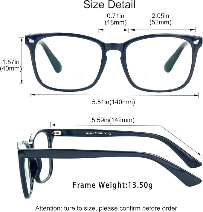 YEIN Bifocal Reading Glasses with Blue Light Blocking Lenses, Bifocal Reader for Women and Men, Vintage Square frame with Spring Hinge (+0.00/+1.00 magnification)