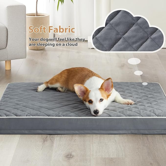 WNPETHOME Orthopedic Giant Dog Beds Large Sized Dog, Waterproof Extra Large Dogs Bed with Removable Washable Cover, Multi-Needle Quilting Dogs Crate Bed