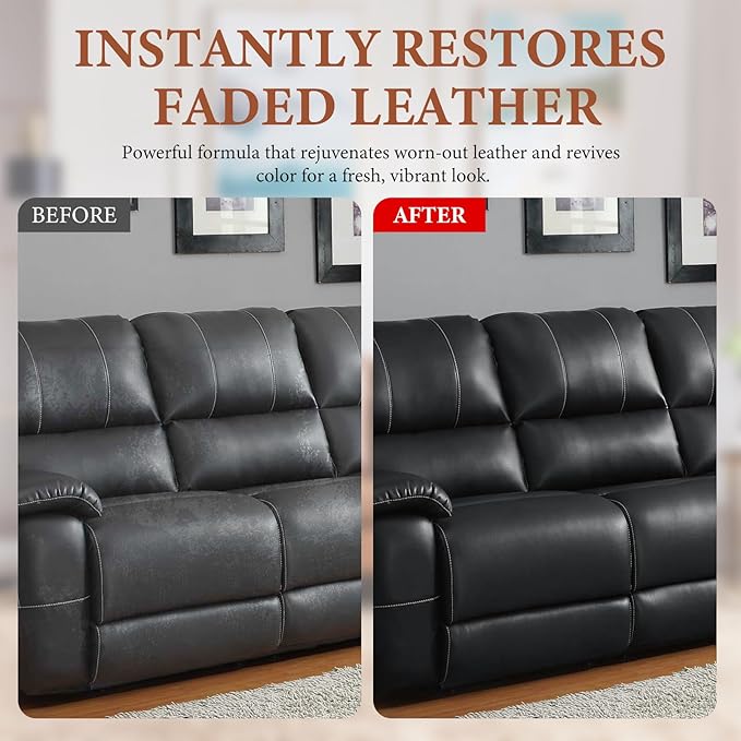 Leather Recoloring Balm Leather Color Restorer Scratch Repair Leather Paint for Furniture Couches Car Seats Shoes Bags Leather Dye and Scratched Leather with Leather Conditioner - Dark Gray