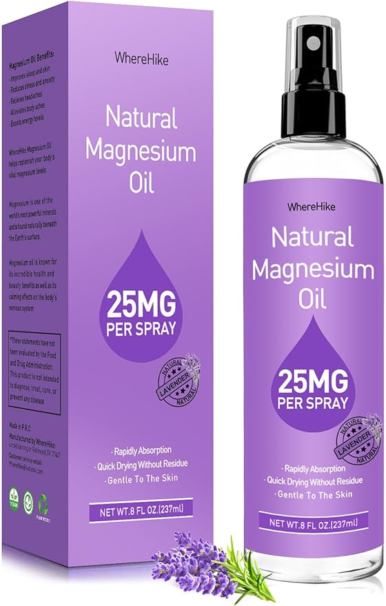 Magnesium Spray, Pure Magnesium Oil Spray for Feet,Ideal Gift for Muscle Relaxation&Better Sleep,Rapid Absorption,Quick Drying Without Residue-Lavender