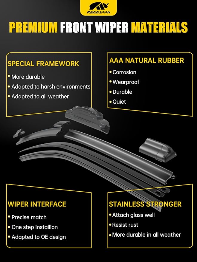 MIKKUPPA 22"/21"/15"/14" Windshield Wiper Blades Replacement for 2009-2015 Honda Pilot - Original Factory Quality Front and Rear Wipers Blade Set for My Car - (Pack of 4) U/J Hook