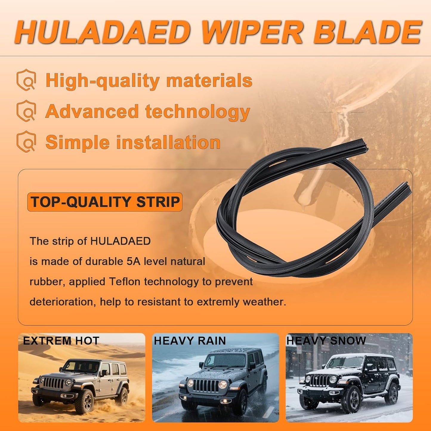 HULADAED® 26''+20''+13'' Windshield Wipers Replacement for BMW X3 2017 2016 2015 2014 2013 2012 2011,Silicone Front Rear Wiper blades for MY Car-All Weather & Quiet(3 PACK)