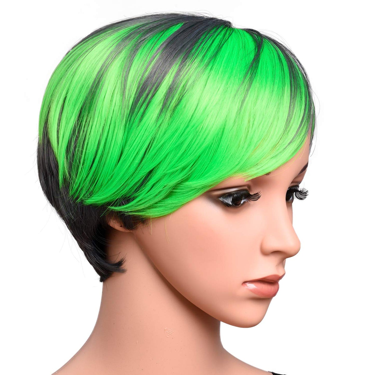 Kori Koli Short Hair Wig 100% Kanekalon Fiber Cosplay Daily Party Colorful Synthetic Wig For Women 6 Inches (Fbgray/Green)