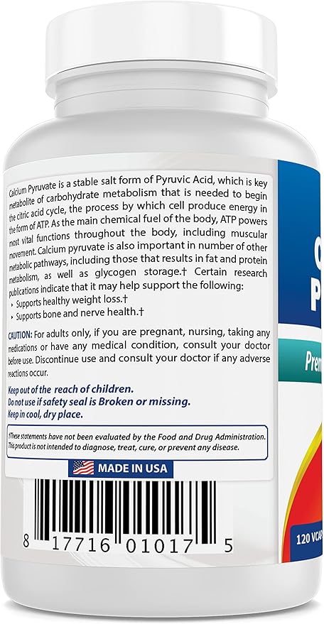 Calcium Pyruvate 750 mg 120 Capsules by Best Naturals (Pack of 2)