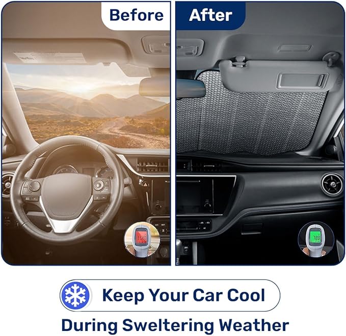 GENANY Australian Shepherd Dog Windshield Sun Shade for Car SUV Truck (55x30 Inches), Sun Shade Windshield for Windows, Protector Blocks UV, Spring Car Decor