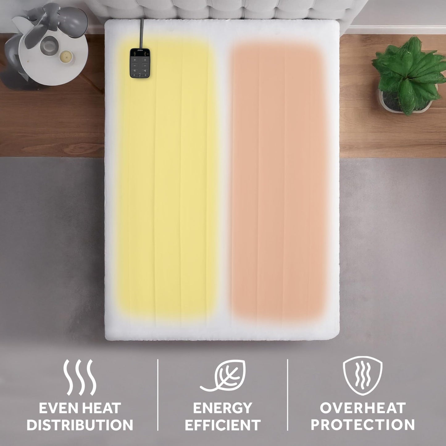 Sunbeam Polyester Wi-Fi Connected Mattress Pad, Electric Blanket, 10 Heat Settings, Queen Size