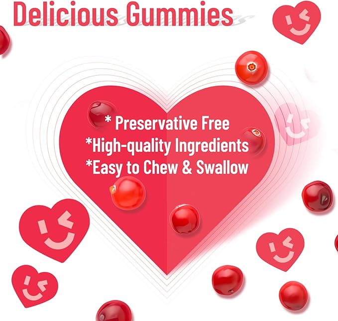 Cranberry Gummies 1000mg, Cranberry Supplements for Women, with D-Mannose 250mg, Womens Probiotic Gummies, Urinary Tract Health, Cranberry Flavor, NO GMOs, 60 Count (Pack of 2)