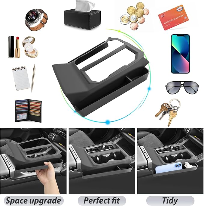SKTU 2PCS for 2026 Toyota RAV4 Gear Shift Panel for 2026+ Toyota RAV4 (LE/SE/XLE Premium/Woodland/XSE/Limited) Wireless Charging Mat & Gear Shift Panel 2026 RAV4 Accessories Passenger Side Storage Box