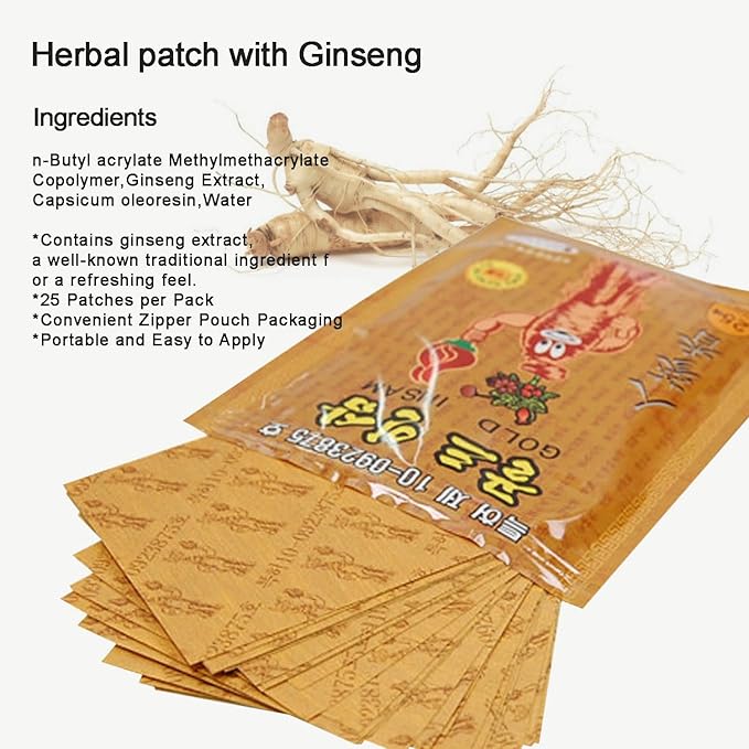 DEAD SKIN Korean Traditional Herbal Patch with Ginseng, Power Strips – 25 Counts x 4 Packs