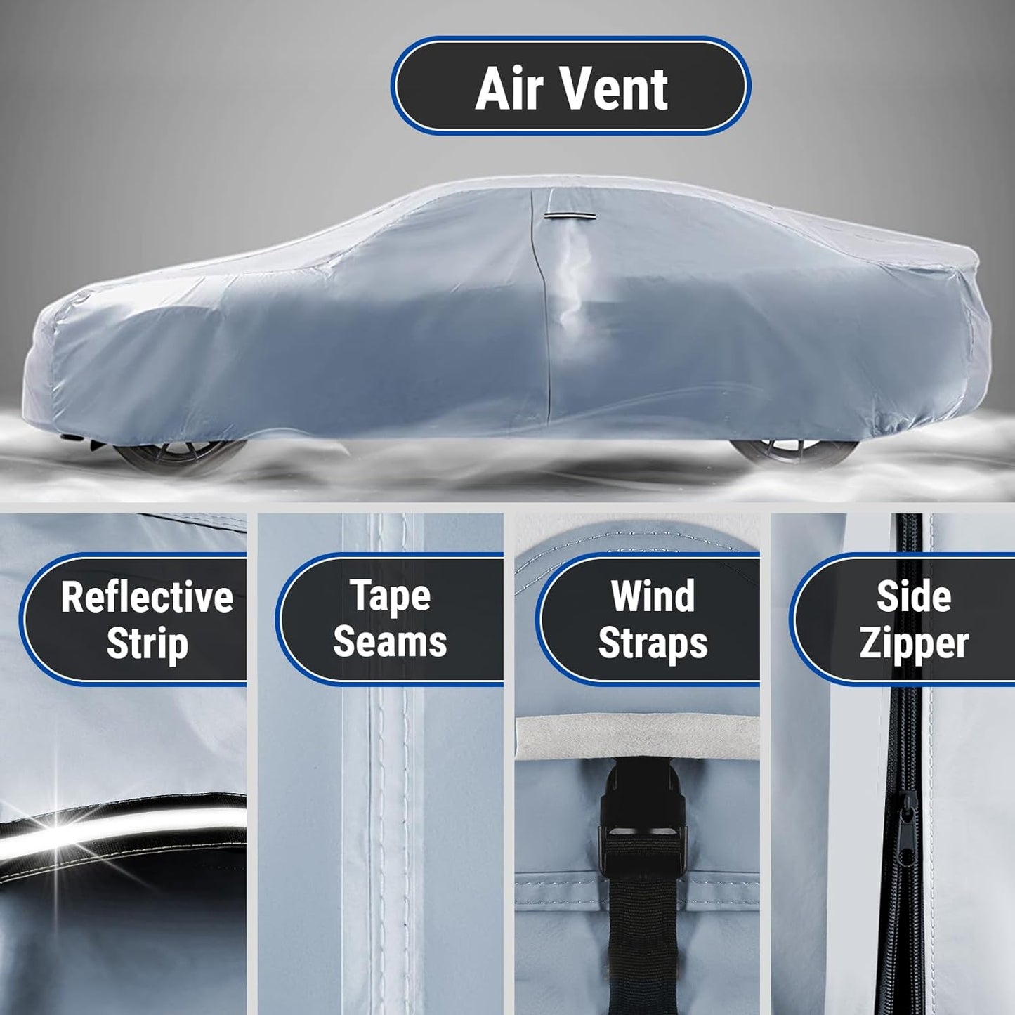 iCarCover Premium Car Cover for 1972-1976 Chevy Impala 2-Door, 4-Door Heavy Duty Waterproof All-Weather Automobiles Custom Fit Indoor Outdoor UV Snow Protection Covers with Straps and Bag