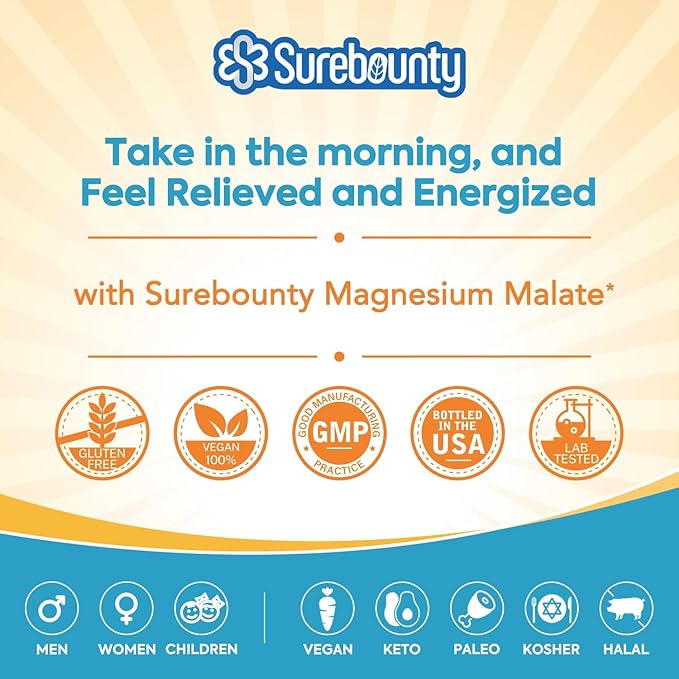 Magnesium Malate Capsules 410mg, Magnesium Supplement, Chelated, High Absorption, Energy Production & Muscle Support, Mineral for Children, Teenagers, and Adults, 90 Vegan Capsules