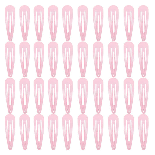 40 Counts Pink Color Metal Snap Hair Clips 2 Inch Barrettes For Women Accessories
