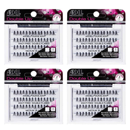 Ardell False Eyelashes Double Up Individuals, Knot-Free Medium Black, 4 Pack
