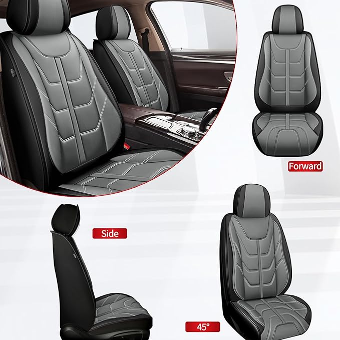 TTX LIGHTING Car Seat Covers fit for Chevrolet Blazer 2019-2026 Front Seat: Premium Leather Automotive Seat Cover with Airbag Compatible Waterproof (2 Seats, Black & Gray)