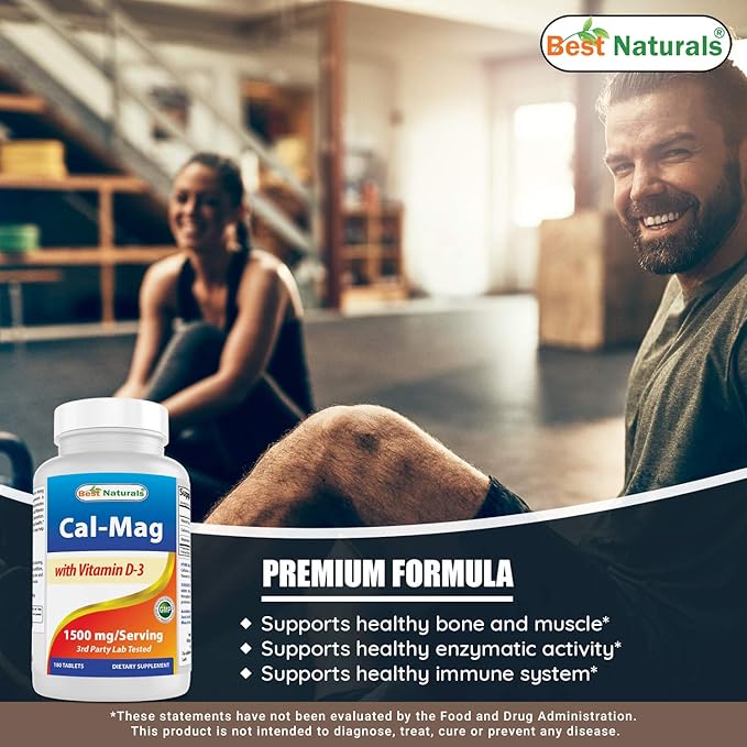 Best Naturals Calcium Magnesium with Vitamin D3 1500mg & Vitamin D3 10000 IU