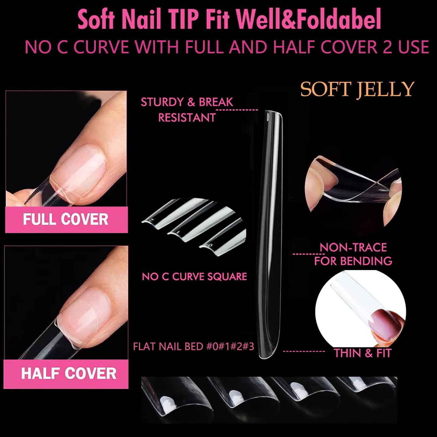 Extra Short Square Fake Nails | 216pcs Gel Tips | Full Cover Acrylic for DIY