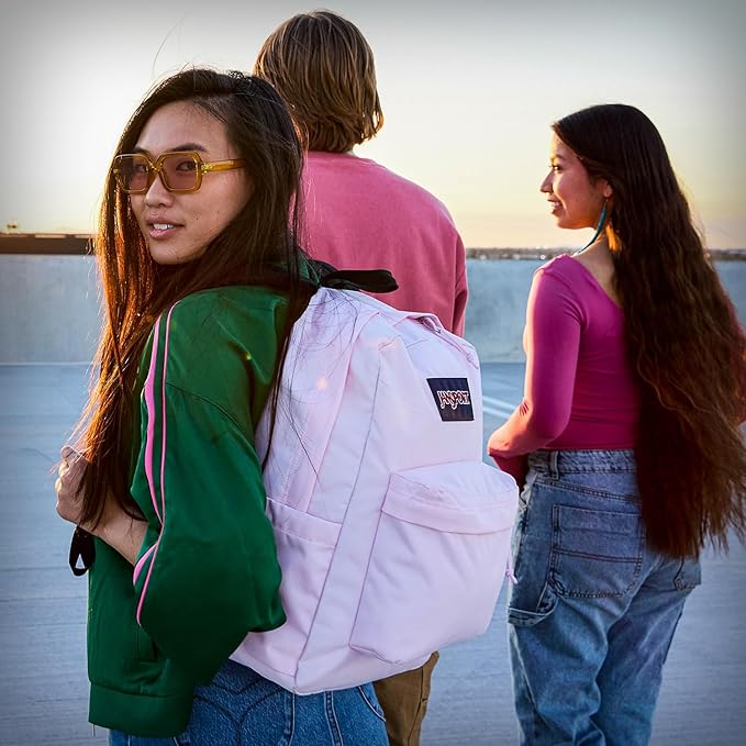 JanSport SuperBreak One Backpacks - Durable, Lightweight Bookbag with 1 Main Compartment, Front Utility Pocket with Built-in Organizer - Premium Backpack, Red Tape