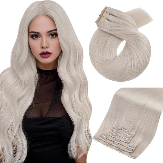 Moresoo Seamless Clip In Hair Extensions Human Hair Blonde Remy Clip In Extensions Real Human Hair Pu Seamless Hair Extensions 1