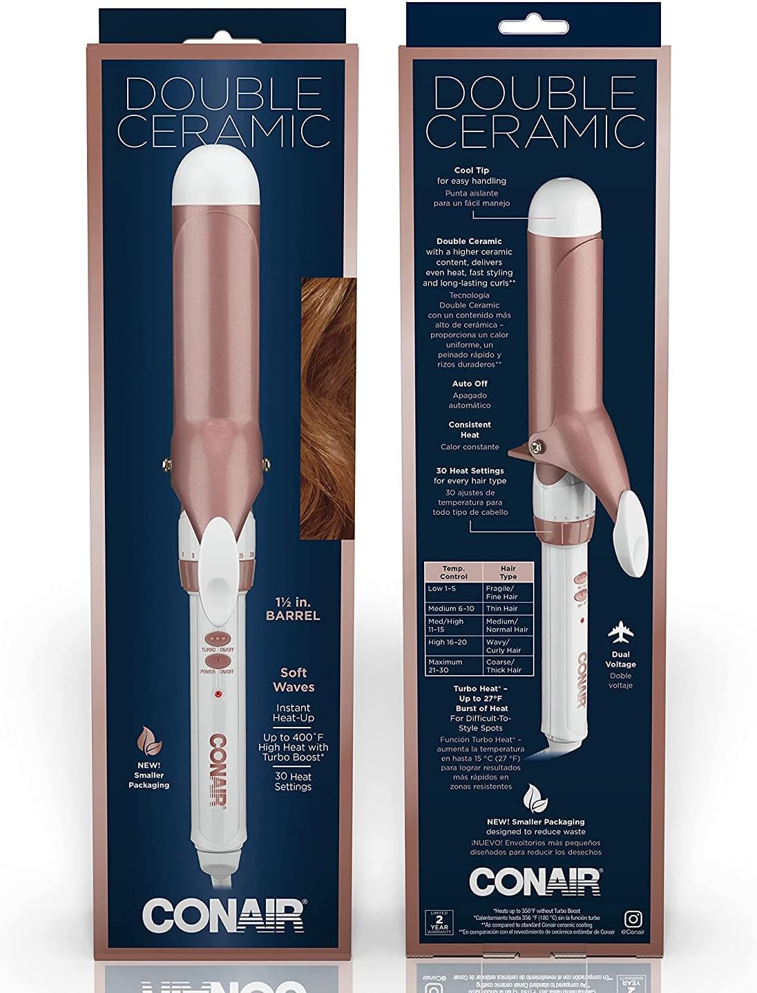 Conair Double Ceramic 3/4-Inch Curling Iron | Bonus Claw Clip | Tight Curls