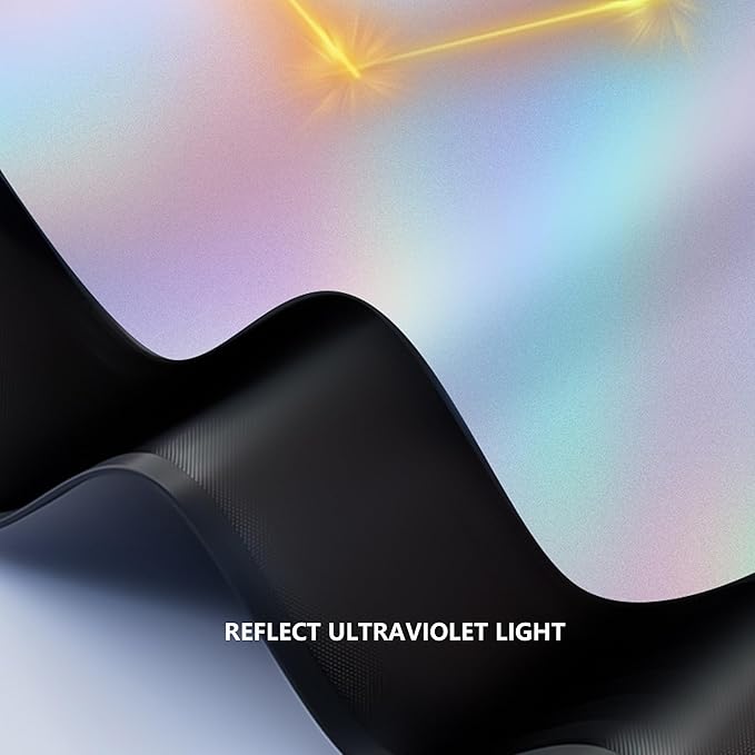 Sunshade Car Front Windshield Laser Titanium Silver Sun Shade Iridescent Cars Sunshade Foldable Sun Shield Cover Block UV Rays, Car Light Blocking Curtain Suitable for Most Cars Medium 55.9 x 29 in