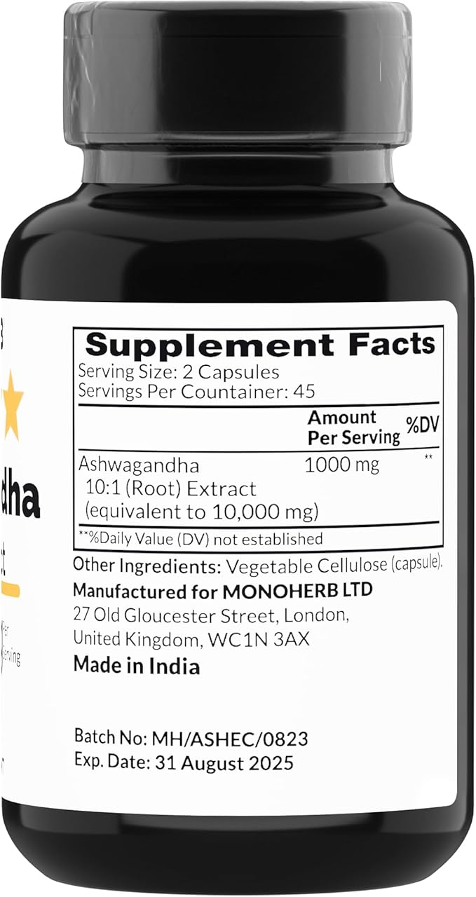 Ashwagandha Extract 1000 mg - 90 Vegetarian Capsules