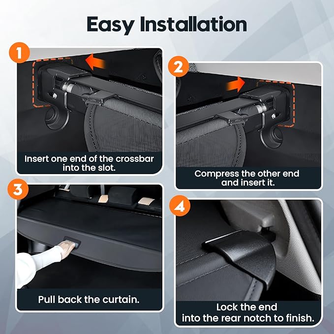 Powerty Cargo Cover for Tesla Model Y Juniper 2025 2026(Just for 5-Seaters), Trunk Cover Retractable Trunk Shielding Shade Privacy Luggage Screen for Model Y Juniper Accessories