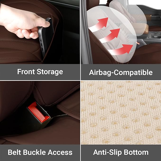 Coverland Custom Fit Car Seat Covers for Car Compatible with [Acura TSX Sedan, Wagon, BMW 2-Series] Premium Water Resistant Leather Non-Slip Interior Protector [Full Set Dark Brown - Size Chart X69]