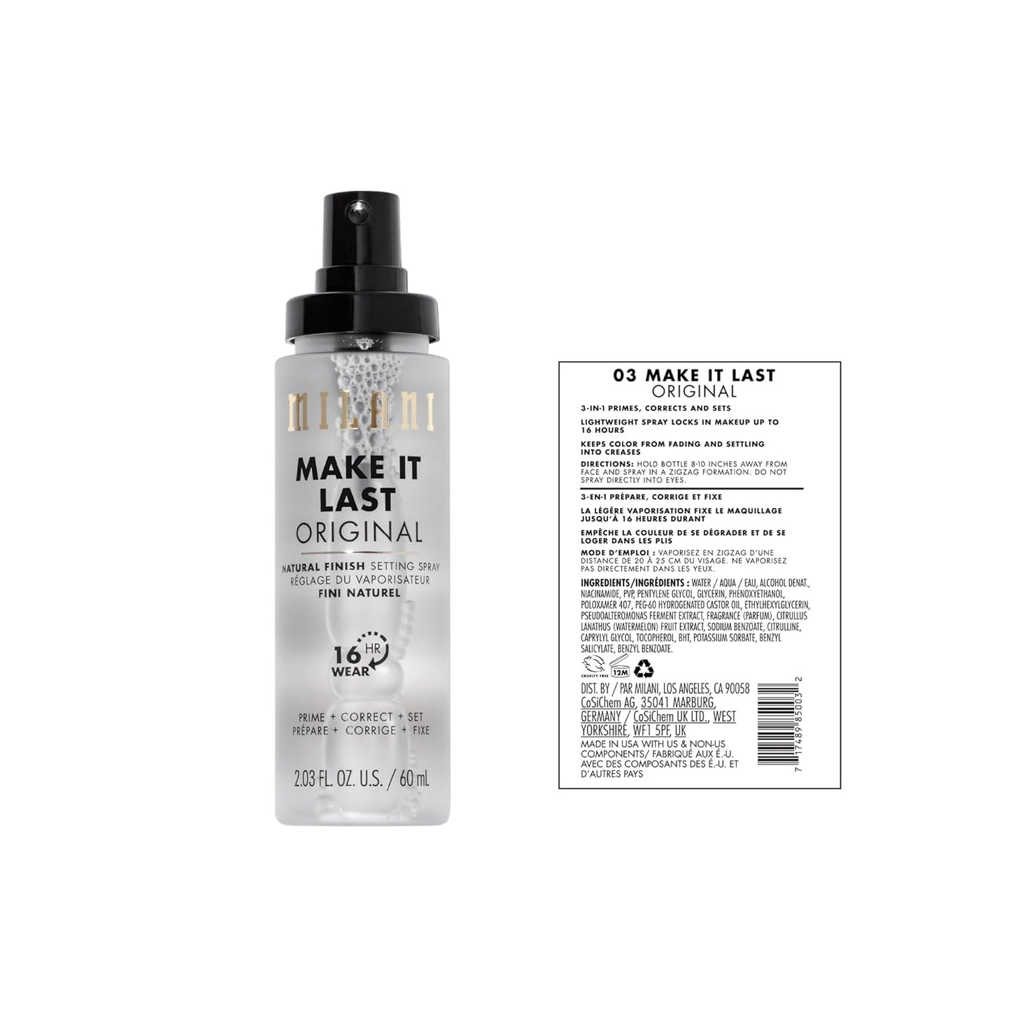 Milani Setting Spray & Primer 2-Pack | Hydrating Niacinamide & Matte Charcoal
