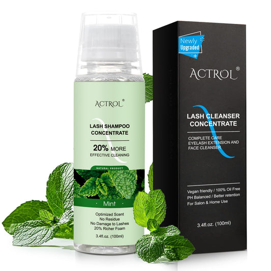 ACTROL Eyelash Shampoo Concentrate 100ml Lash Cleanser Concentrate Lash Wash Concentrate Upgrade Shampoo for Lashes DIY Eyelash Extensions Shampoo Mint