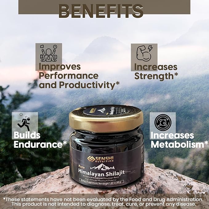 Shilajit - All Natural Maximum Potency Himalayan Mountain Resin from High Altitude - 100% Pure Shilajit with Fulvic Acid & 85+ Trace Minerals Complex - 1 oz / 30 g with Free Spoon Included
