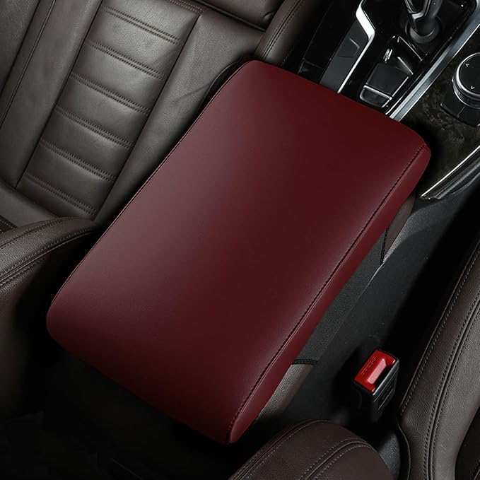 Car Armrest Cover Pad for Mazda CX-5 2012–2025 Premium Leather Center Console Armrest Cushion Pad Anti-Scratch Waterproof Auto Interior Accessories Wine Red