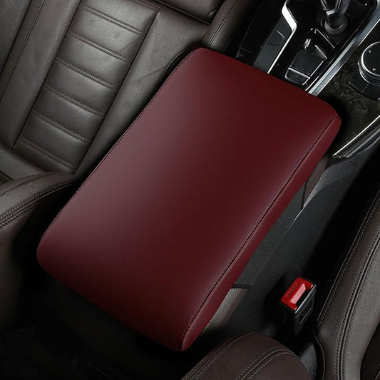 Car Armrest Cover Pad for Tesla Model 3 Premium Leather Center Console Armrest Cushion Pad Anti-Scratch Waterproof Auto Interior Accessories Wine Red
