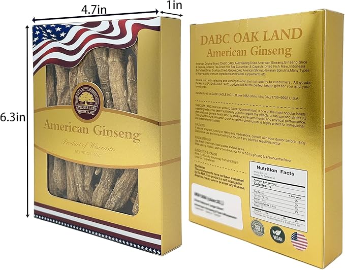 American Ginseng Slices from Wisconsin (Sliced Ginseng Root Wisconsin Grown!Most People Use It to Make Ginseng Tea! Good for Health! (American Ginseng Slices (Long Strip), 1 Box of 4 Ounces)