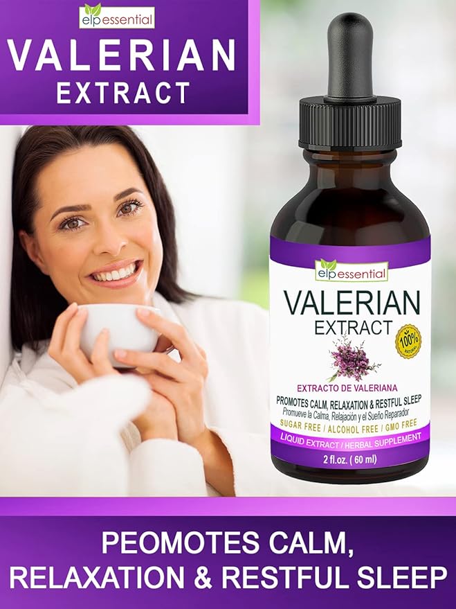 ELP ESSENTIAL Valerian Root Extract Drops | 2 fl oz | Sugar Free, Alcohol Free, Non- GMO Gluten Free Liquid 2 Pack
