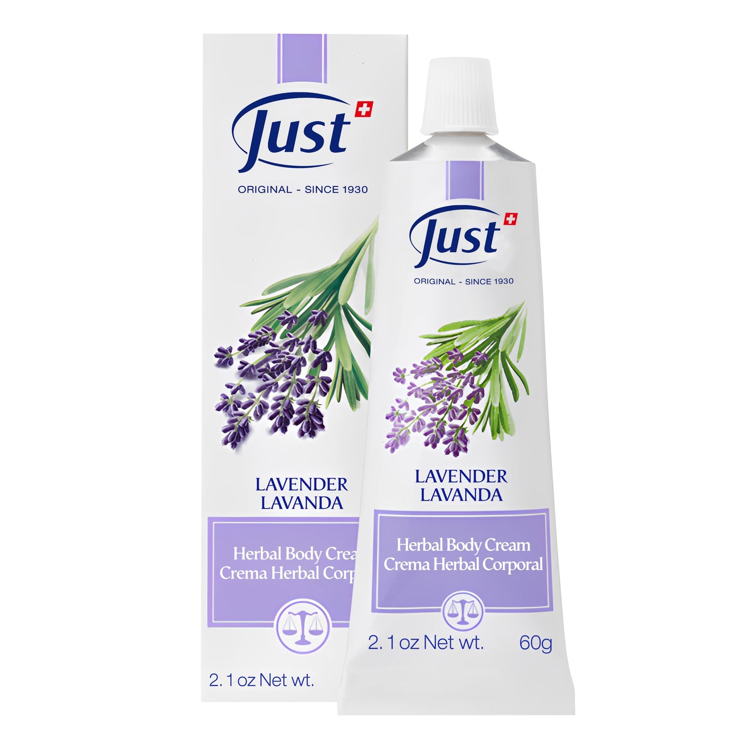 Swiss Just Lavender Cream 60ml. Herbal Cream with Lavender Oil, Witch Hazel.