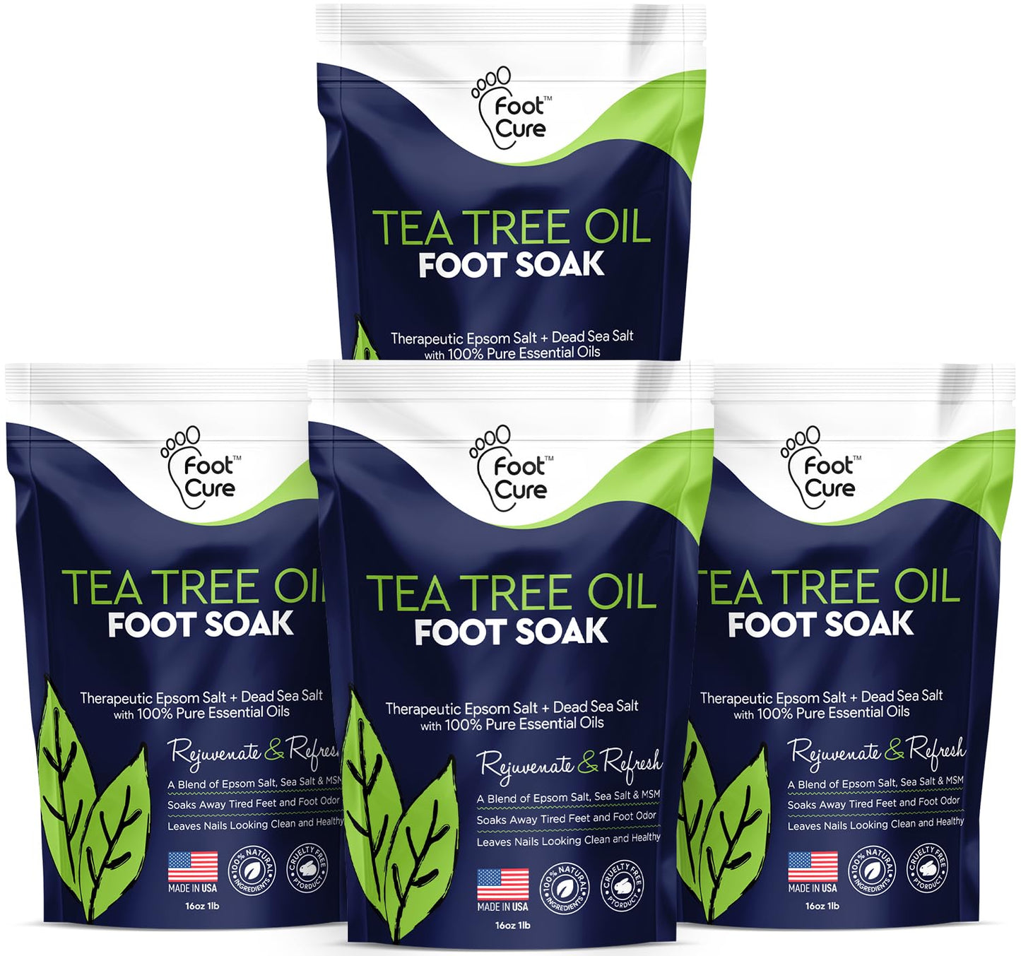 Tea Tree Oil Foot Soak With Epsom Salts- For Foot Pain, Soreness, Athletes Foot, Odors, Toe Nail Fungus, Fungal, Calluses Made I