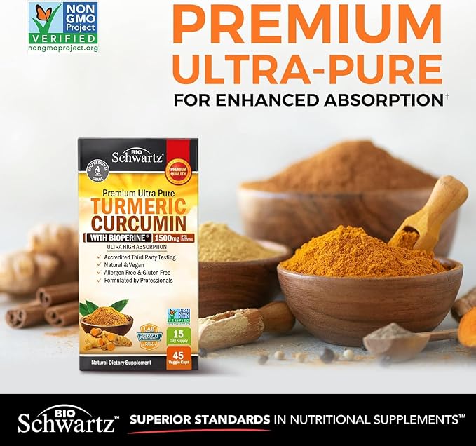65 Billion CFU Daily Probiotic Supplement (1 Month Supply) Plus Turmeric Curcumin with Black Pepper Extract 1500mg Complex (Trial Size)