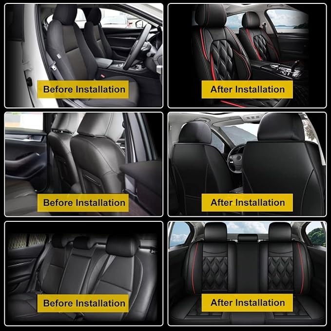 AOMSAZTO Car Seat Covers,Full Set 5 Seats Custom Fit for Acura RDX 2008-2026,Leather Carseat Automotive Cushion Covers Seat Protector,Airbag Compatible Waterproof Black