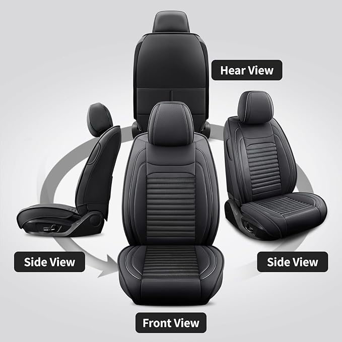 Front Seat Covers Fit for Toyota Venza 2009-2025, Car Seat Covers Front Seats, Breathable Faux Leather Automotive Seat Covers Front Pair Anti-Slip Seat Cover(Black, Front)