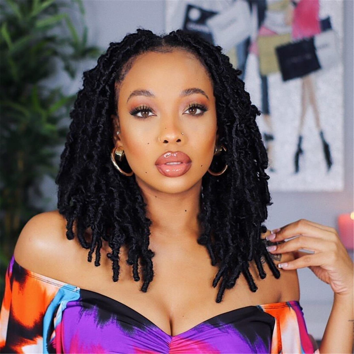Toyotress Butterfly Locs Crochet Hair - 14 Inch 8 Pcs Pre-Twisted Distressed Crochet Braids Pre-Looped Synthetic Braiding Hair E