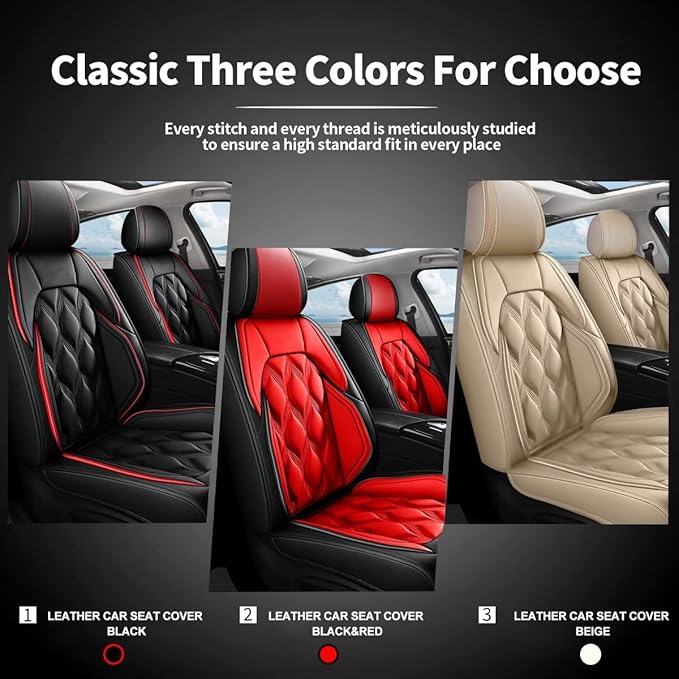 AOMSAZTO Front Seat Covers Fit for Chevy/Chevrolet Malibu 2009-2026 Waterproof Faux Leather Car Seat Cover Compatible with Airbag(2PCS Front, Black&Red)