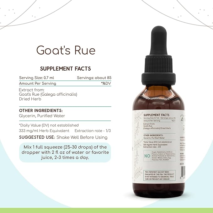 Goats Rue B60 Alcohol-Free Herbal Extract Tincture, Super-Concentrated Goats Rue (Galega officinalis) (2 fl oz)