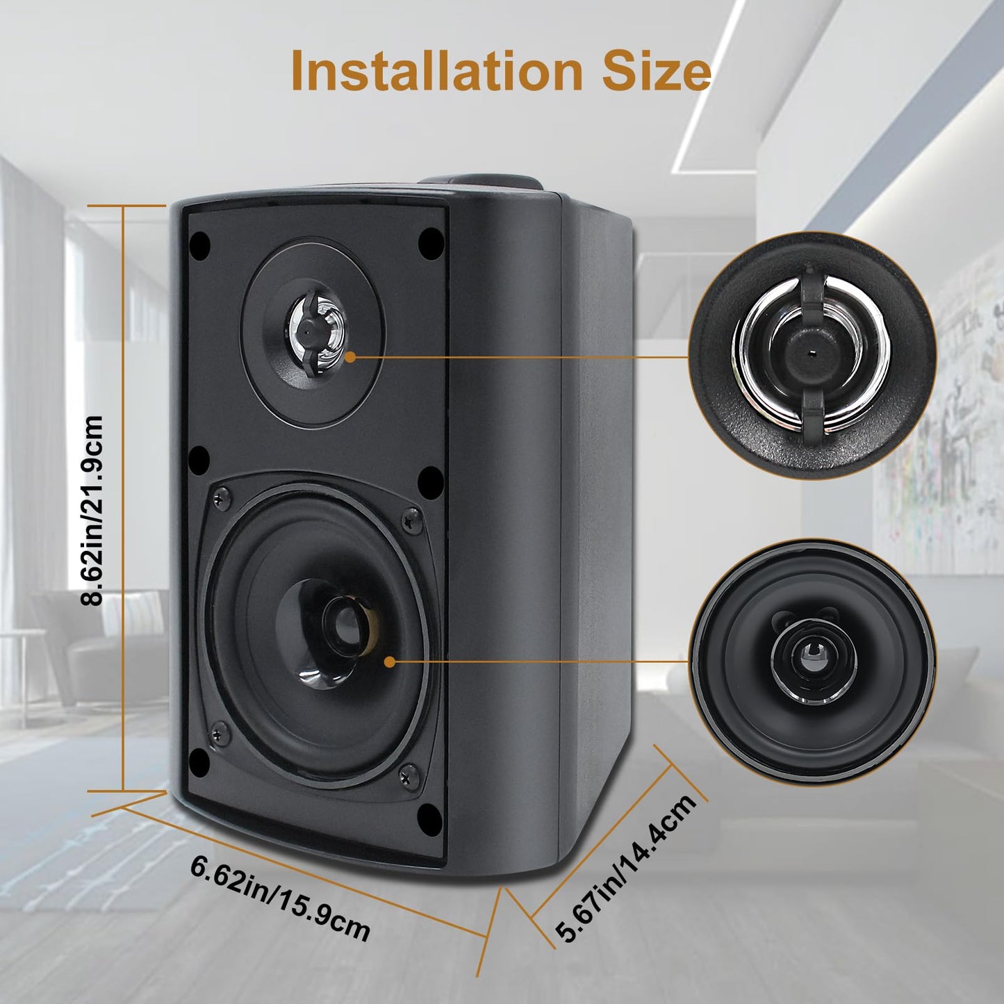 Herdio 4 Inch Outdoor Speakers with Bluetooth 4 Channel Amplifier for Indoor Outdoor Patio,Deck, Waterproof Wall Mount System (4 Speakers)