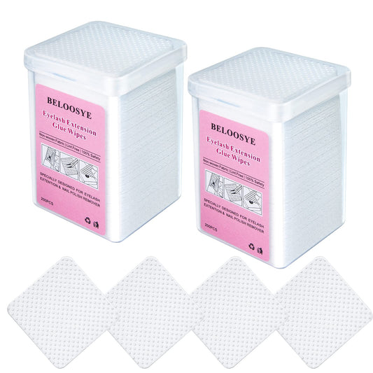 400 Pcs Eyelash Extension Glue Wipes,Lint Free Nail Wipes,Super Absorbent Soft Non-Woven Fabric Adhesive Nail Polish Remover Wip