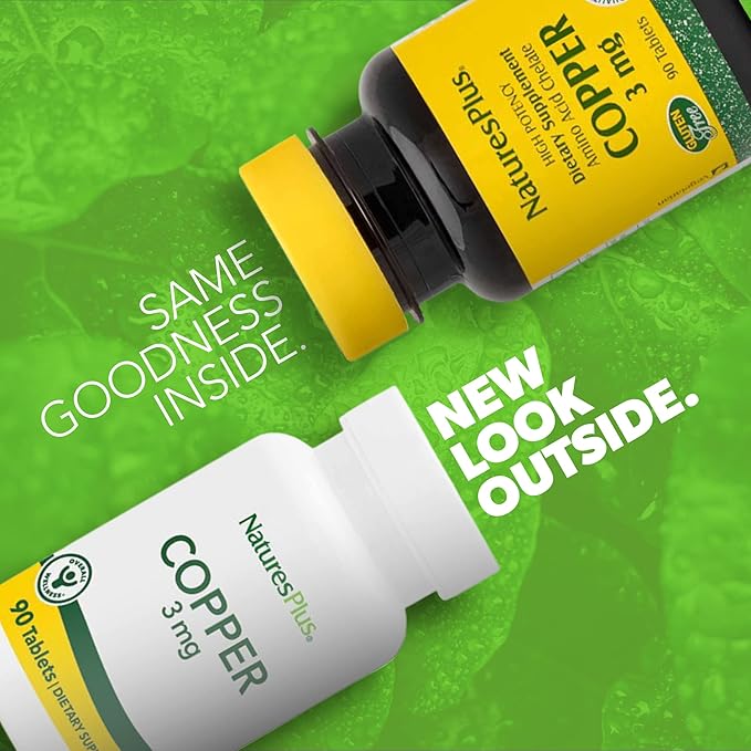 NaturesPlus Copper 3 mg - 90 Tablets - Supports Overall Wellness - Gluten Free - 90 Servings