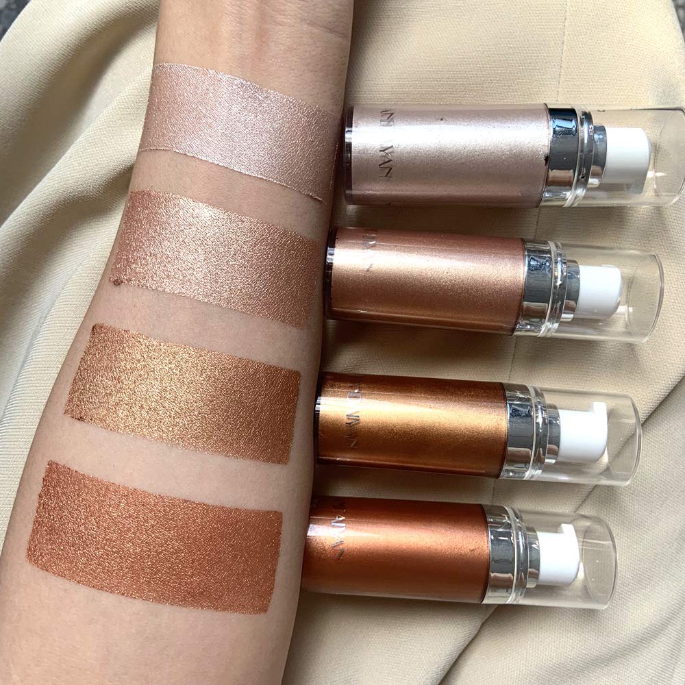 Body Face Luminizer Highlighter Cream Spray Liquid Bronzer Illuminator Glow Glistening Makeup Foundation (#3 Bronze Gold)